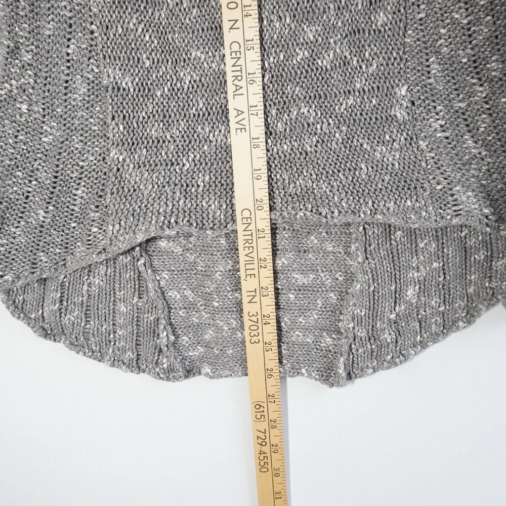 Helmut Lang Grey Marled Cotton Linen V-Neck High-Low Knit Sweater Size P - Picture 10 of 11